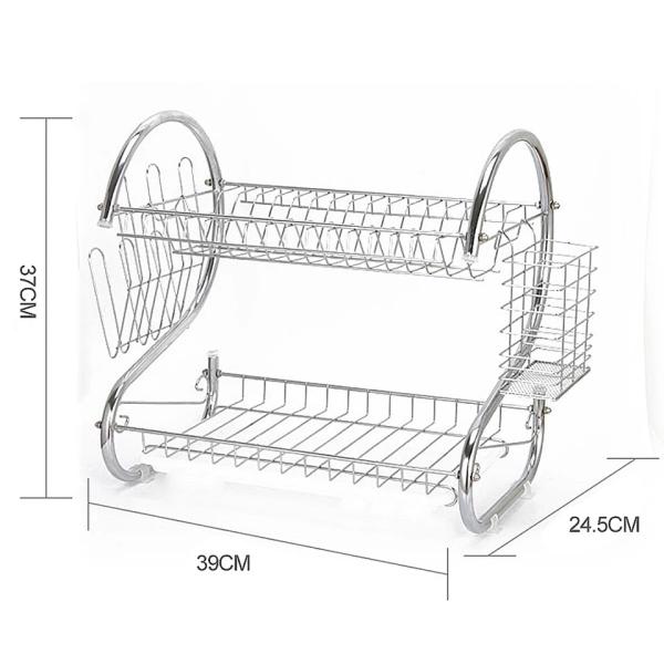 2 Layer Kitchen Dish Rack – Stainless Steel Dish Organizer