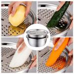 3-in-1 Vegetable Cutter with Drain Basket – Slice, Rinse, and Save Time