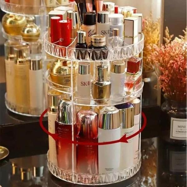 360 Degree Rotating Cosmetic Organizer – Acrylic Makeup Organizer for Effortless Access