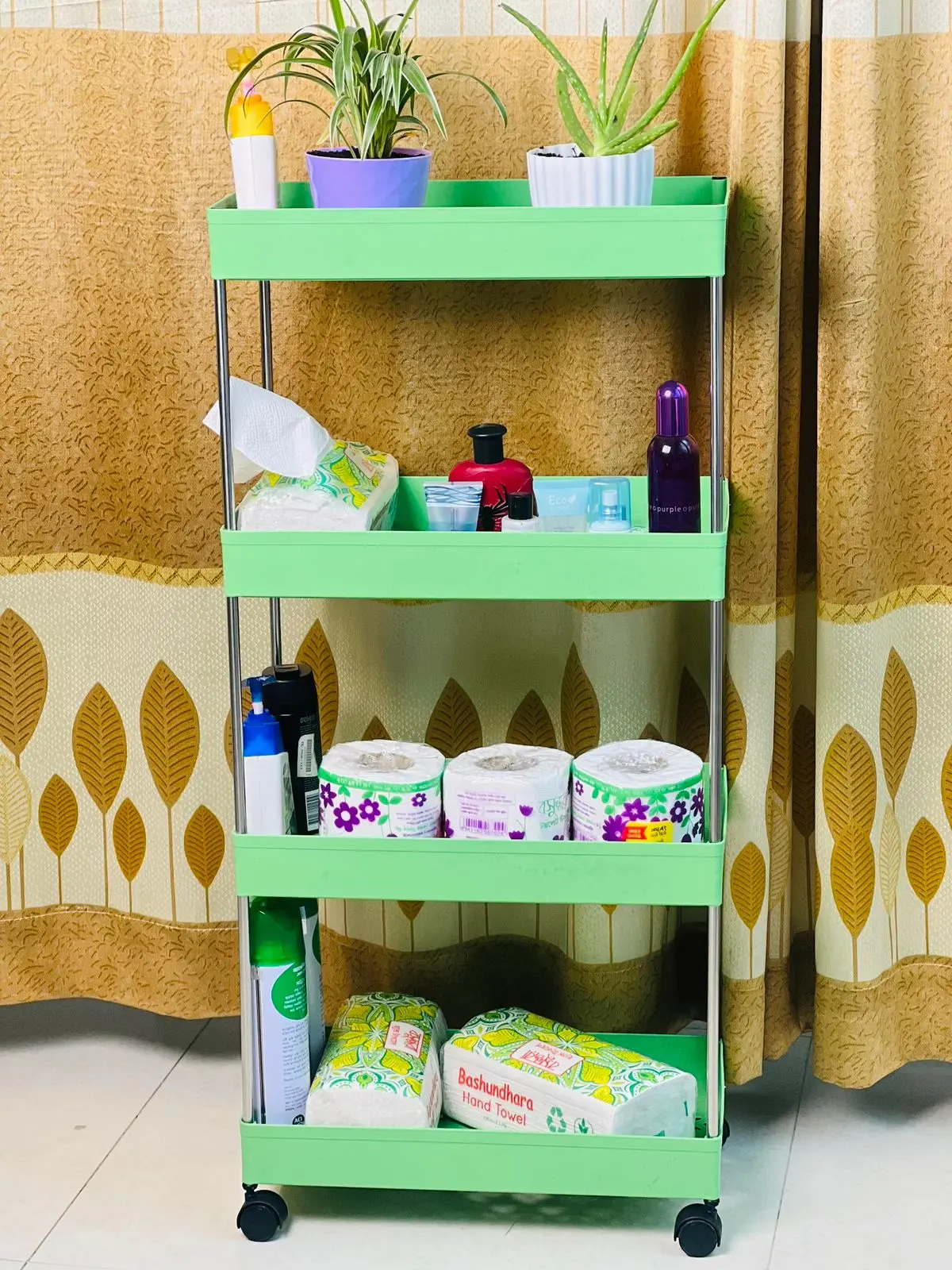 4 Layer Gap Storage Rack with Wheels – Multi-Purpose Durable Trolley for Kitchen, Bathroom, and Bedroom