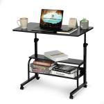 Double Layer Adjustable Bedside Table, Laptop Table, Study Table, Computer Table with wheel