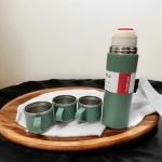 Vacuum Insulated Thermal Flask Set 3-in-1 with Stainless Steel Cups – Hot & Cold